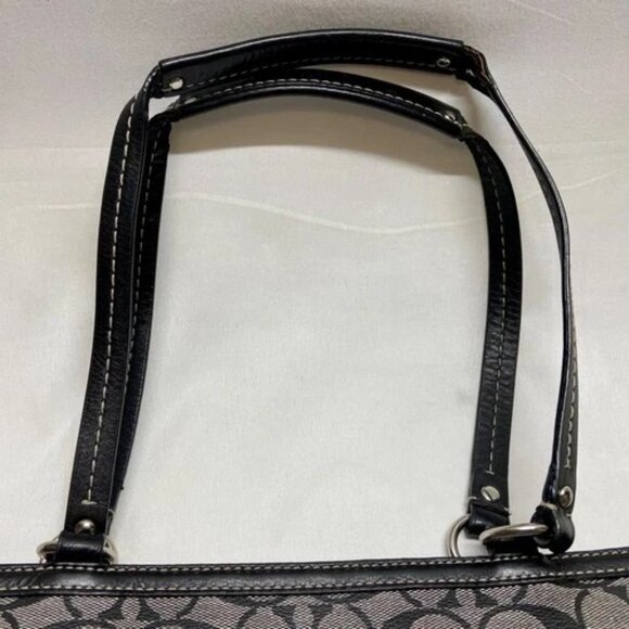 Coach Chelsea Heritage Tote F14475 Large Black Signature Stripe Baby Bag Purse - Picture 14 of 15